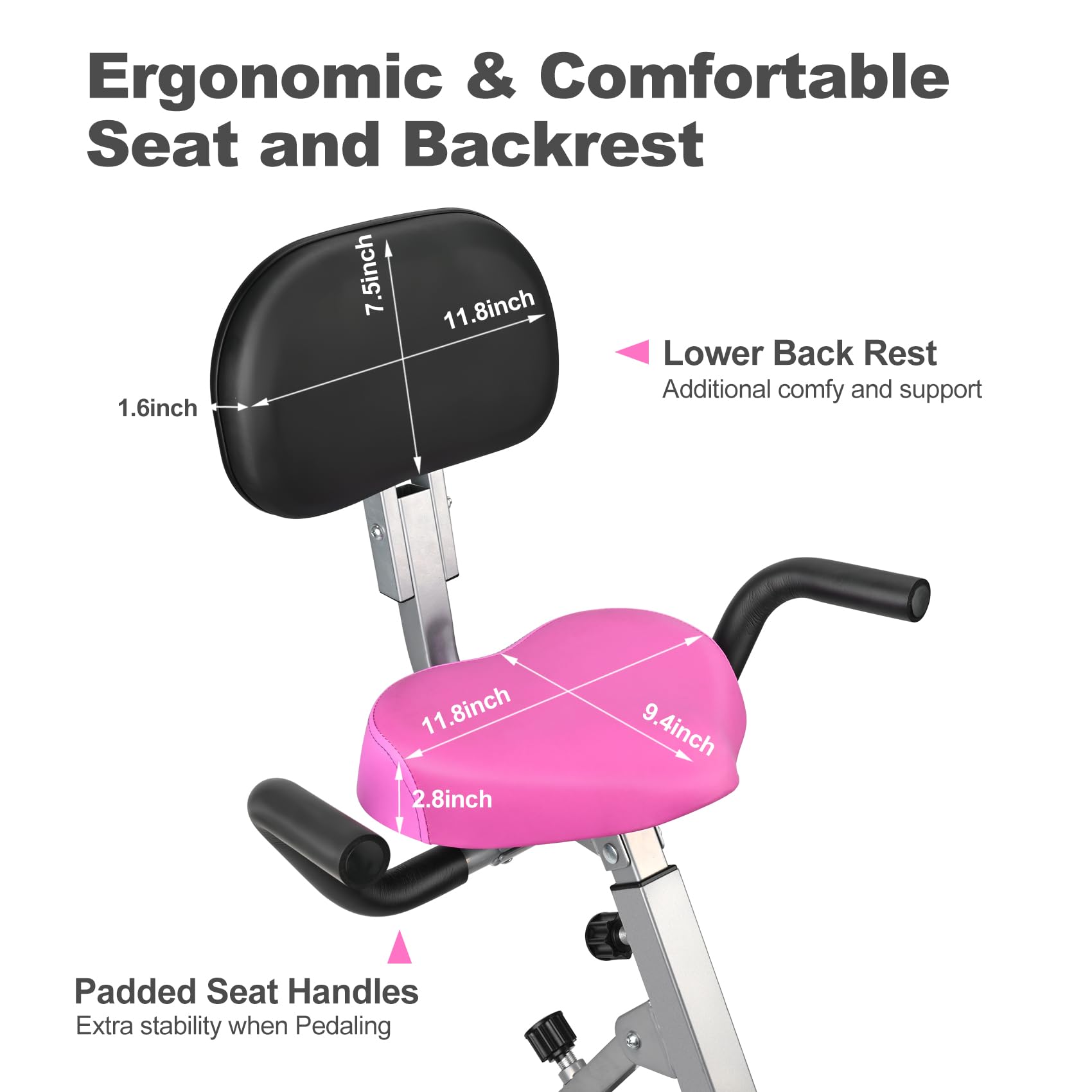 Cyclette pieghevole portatile verticale regolabile schienale ciclismo reclinata cyclette sottile allenamento indoor fitness cardio pieghevole cyclette con sensore di impulsi braccio monitor LCD