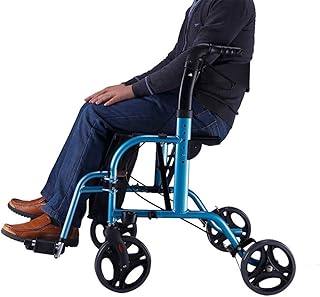 YC Silla de Ruedas Convertible Rollator Walker, Bandeja y Bolsa para Bastones de Mano - Ayuda de Movilidad para Adultos, Ancianos y discapacitados - Ayuda de Movilidad para Adultos