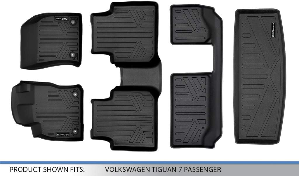 SMARTLINER Custom Fit Floor Mats 3 Rows and Cargo Liner Behind 3rd Row Compatible with 2018-2024 Volkswagen Tiguan