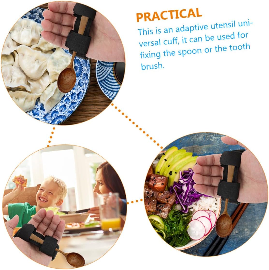 NOLITOY 10pcs Adaptive Utensils Hand Strap Heavy-Duty Utensil Holder Cuff for Elderly Fixing Strap Portable Practical