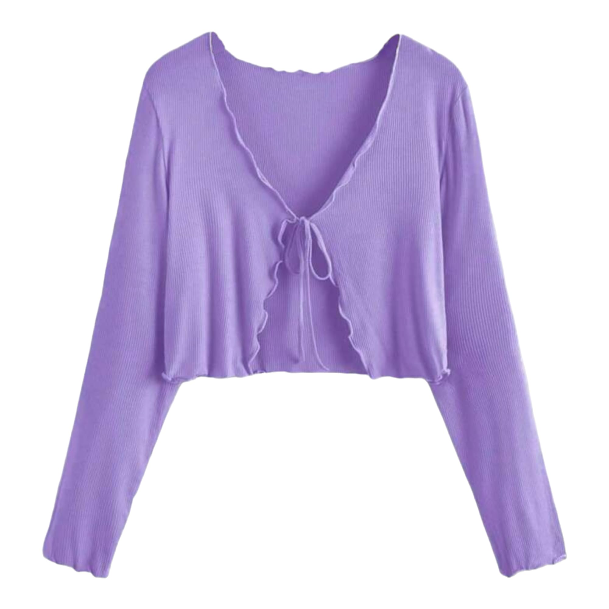 Casual Multicolor Solid Full Sleeve Front Tie Shrug for Women (Extra-Small, Lavender)-image-31