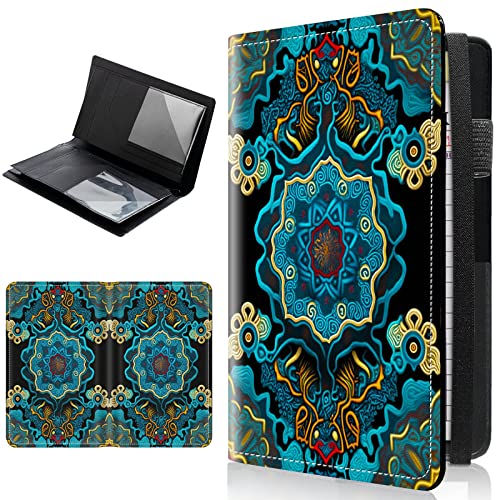CGFGHHUY Server Books for Waitress with Blue Flowers Pattern Server Book with Zipper and Elastic Band Closure Design 5x9 inch Waitress Book Organizer with 11 Pockets and Pen Holder Fit Waitress Apron