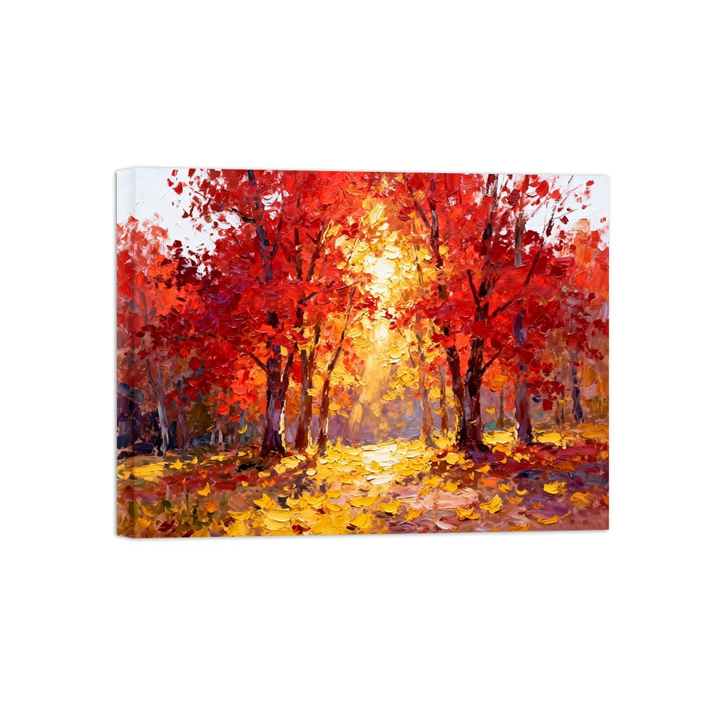 OZPWBVY Autumn Forest Landscape Canvas Wall Art Picture 60x80cm Framed