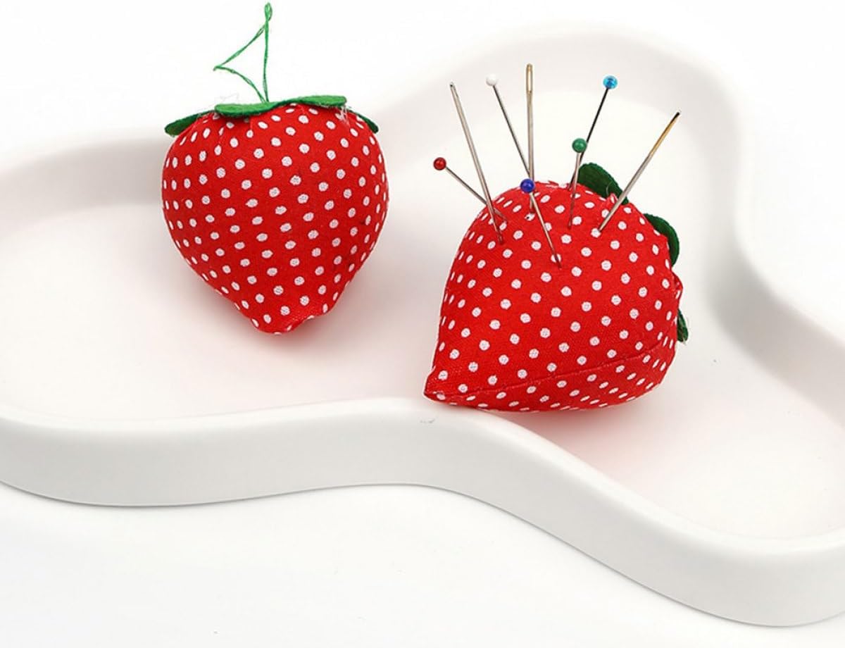 BESTYASH 10pcs Embroidery Supply Lovely Strawberry-Shaped Needle Cushion Pin Holder Compact Wear-Resistant Sewing Pincushion for Household Craft Sewing