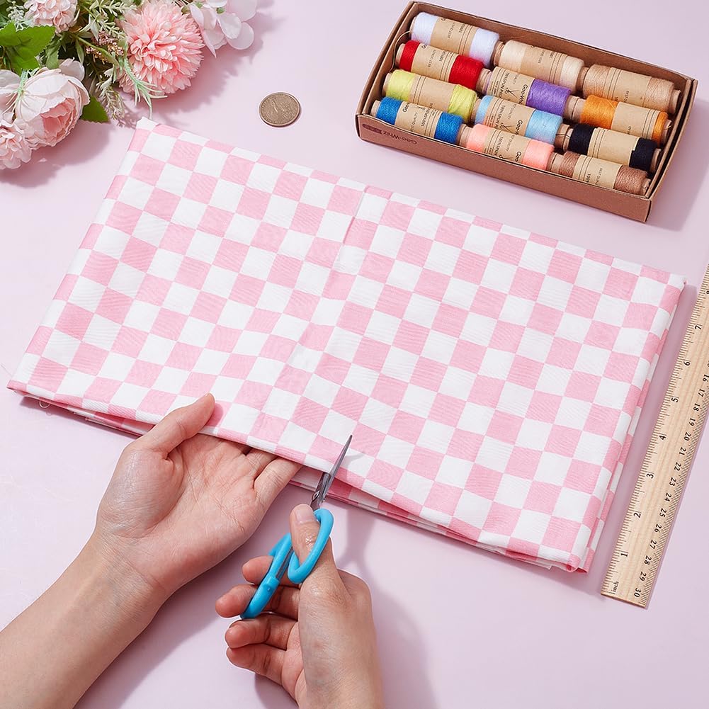 WADORN Checkerboard Cotton Fabric by The Yard 39 in x 63 in Pink White Checkered Sewing Fabric Soft Coquette Buffalo Plaid Quilting Supplies for DIY Sewing Clothing Patchwork Cushions Craft Apparel image 3