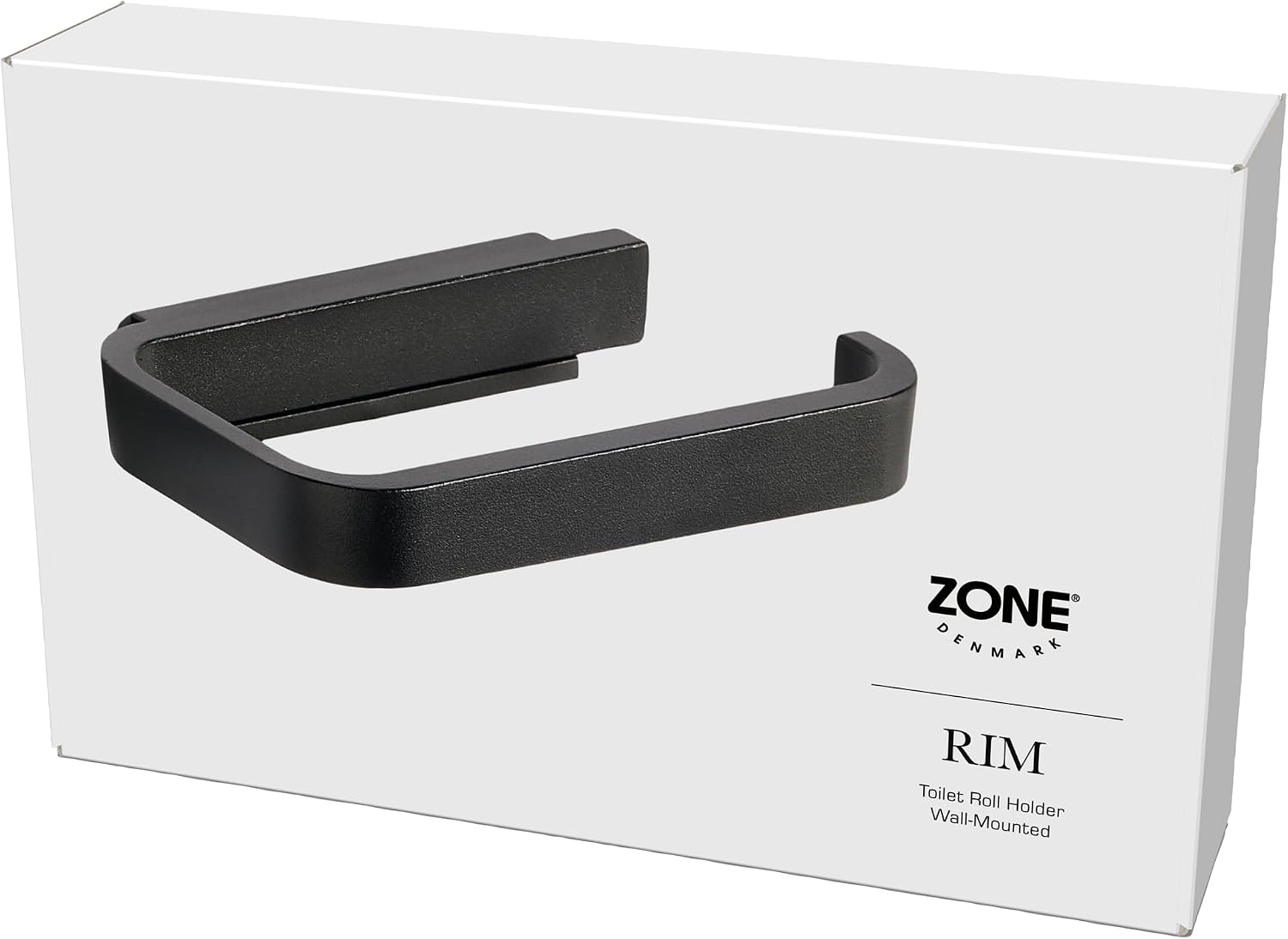ZONE DENMARK Rim Wall Toilet Paper Holder - A Sleek, Stylish & Modern Accessory | Space-Saving Solution | Keep Your Bathroom Organized and Chic with This (Black)