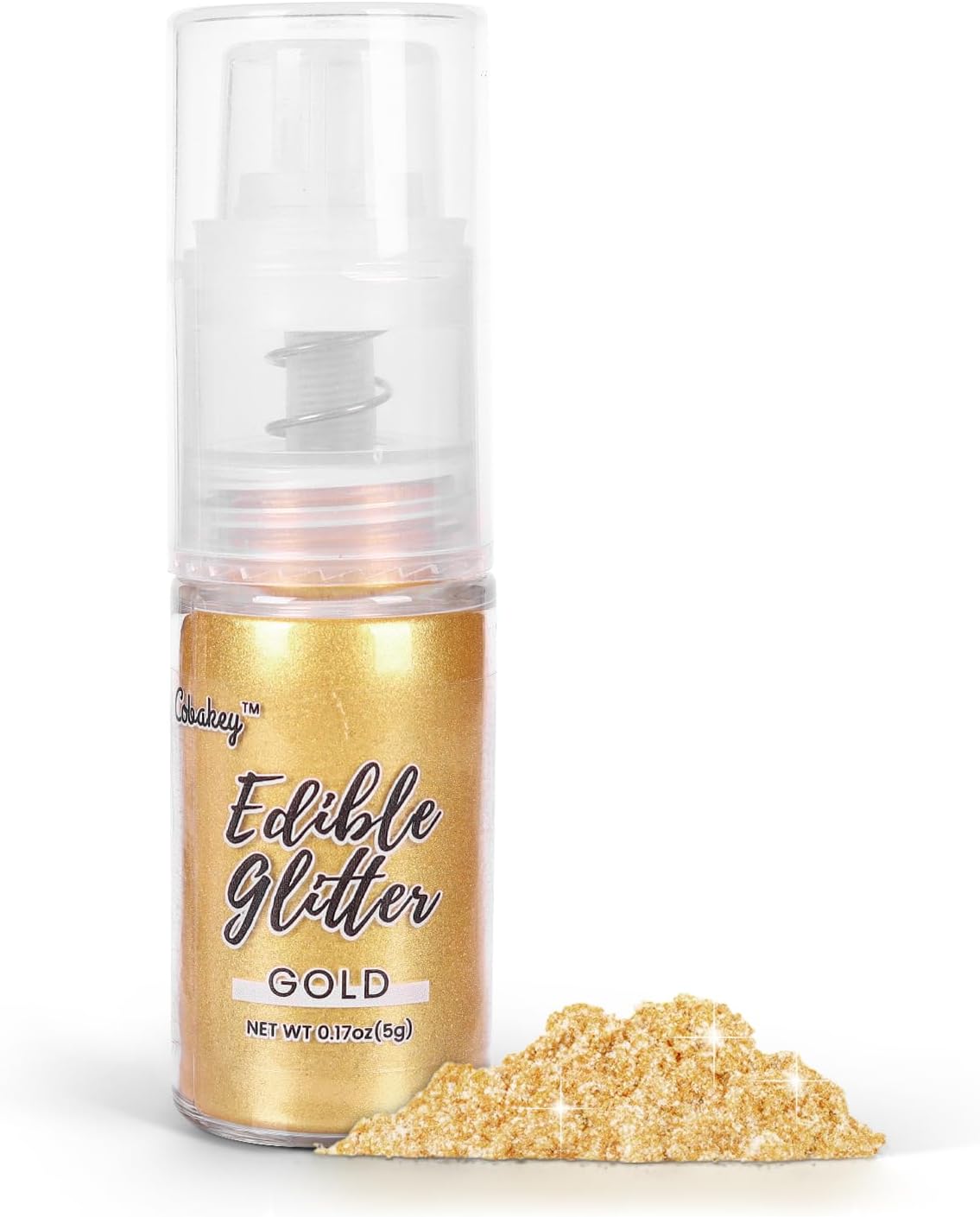 Shimmer Gold Edible Glitter Spray, 5g Edible Glitter for Cocktails, Cobakey Luster Dust Edible for Cake Decorating, Drinks, Baking, Chocolate, Strawberrie