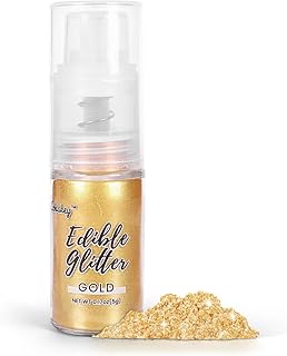 Shimmer Gold Edible Glitter Spray, 5g Edible Glitter for Cocktails, Coba...