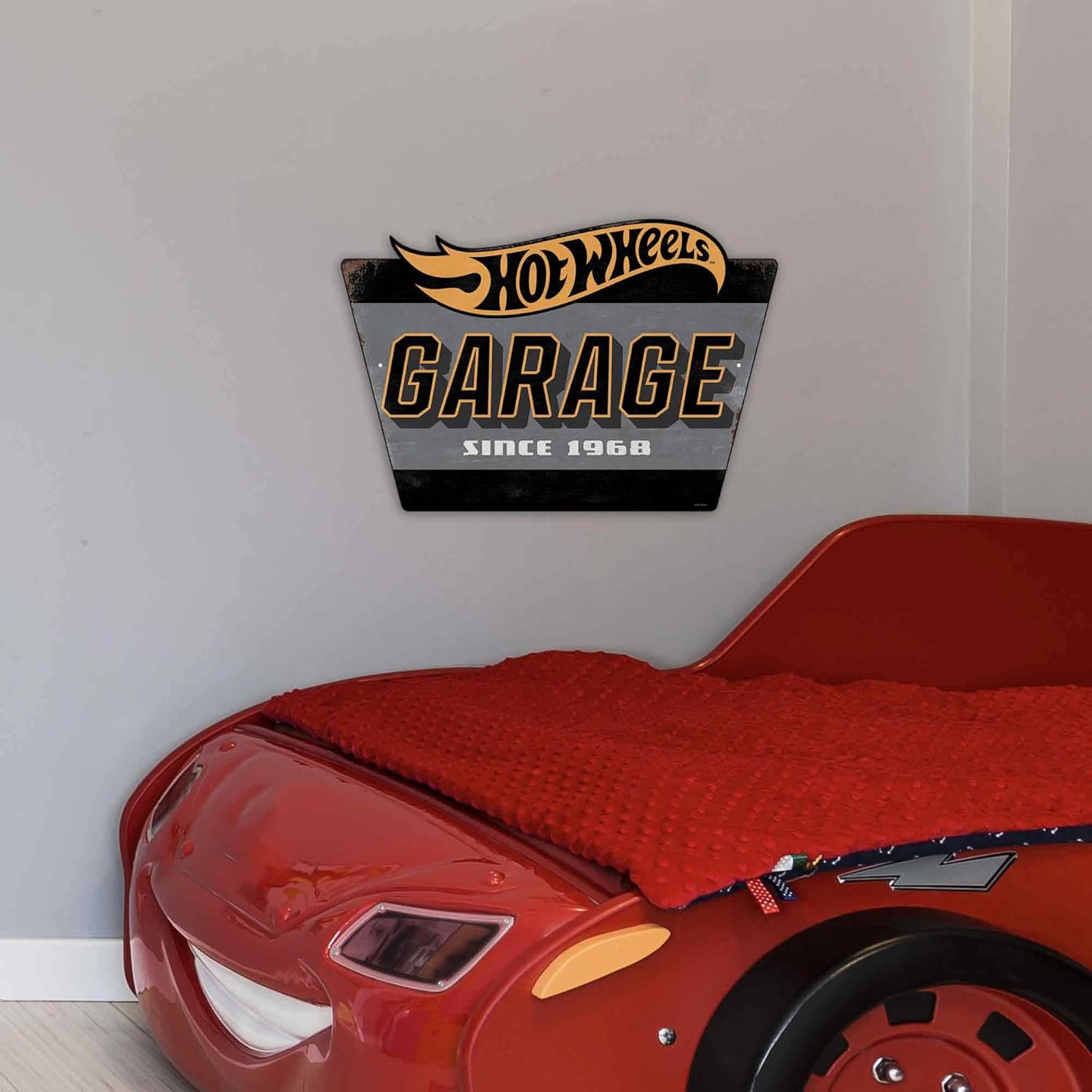 Mattel Hot Wheels Garage Metal Sign - Vintage Hot Wheels Sign for Garage, Bedroom or Man Cave