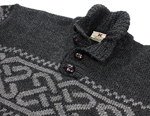 Men’s Aran Wool Sweater Celtic Design Made in Ireland XL Charcoal2