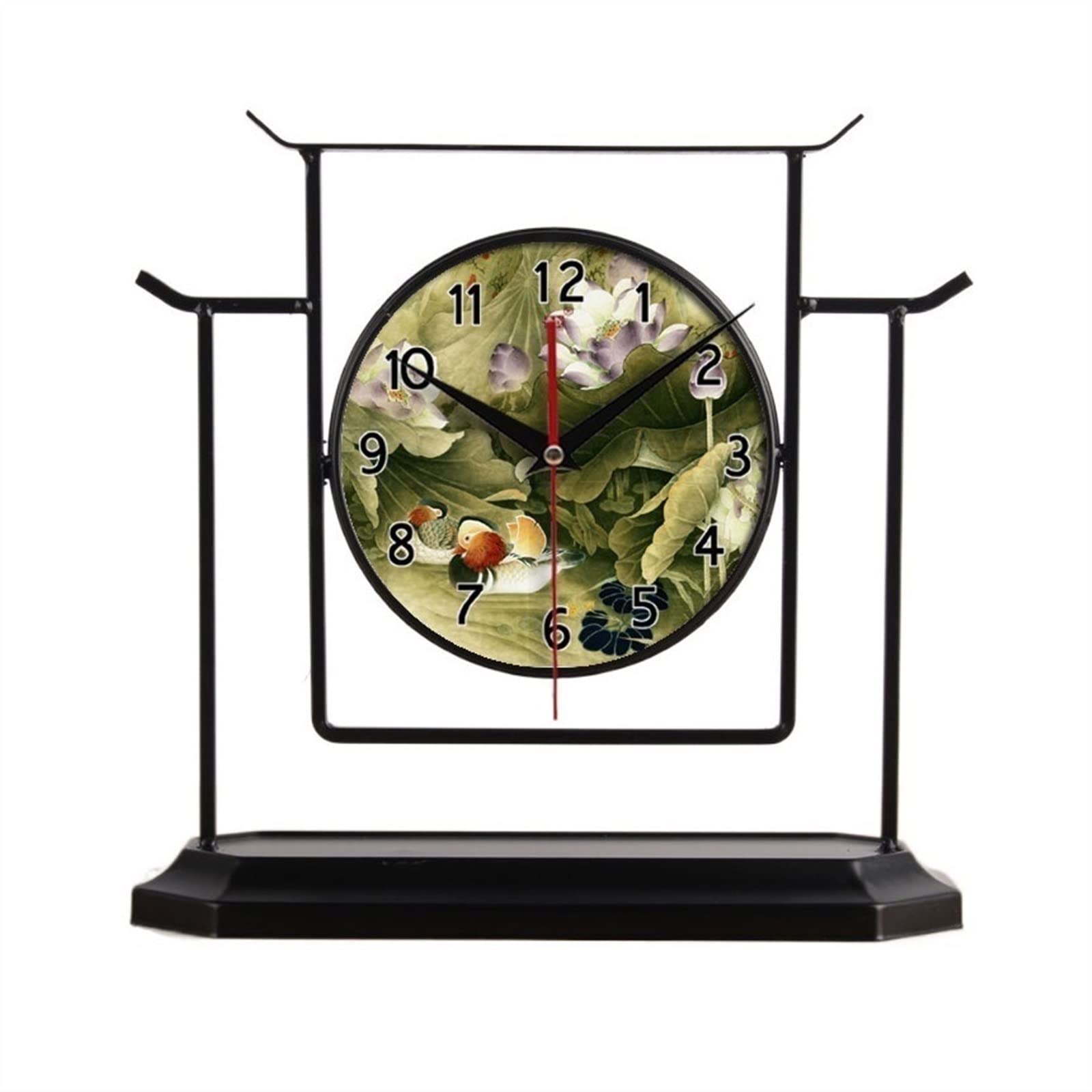 B3F7M4R9J2 Table clock Vintage Simple Iron Clock Living Room Office Ceramic Decoration Silent Desk(C)