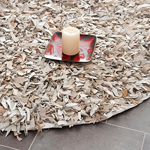 Safavieh Leather Shag Collection 8' Square White Lsg511C Hand-Knotted Modern Leather Area Rug #TOP1