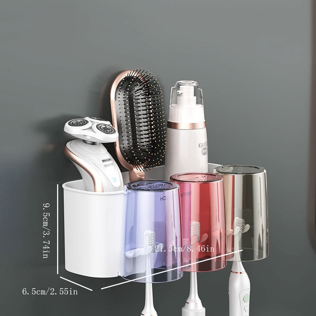 Estante para Cepillos de Dientes 2 Pezzi Porta dello spazzolino da Denti a Monte del Bagno con Bombetta for la spazzolatura della Tazza di spazzolatura del dentifricio Kit di spremitura(E)
