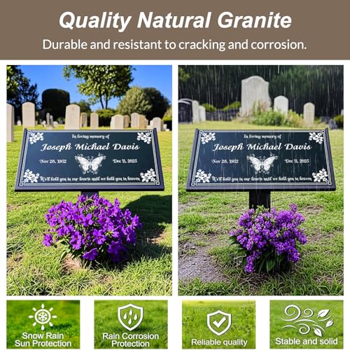 Image of Natural Granite Tombstone, Personalized Memorial Grave Marker