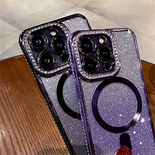 Étui de charge magnétique pour iPhone 11 transparent à paillettes dégradées