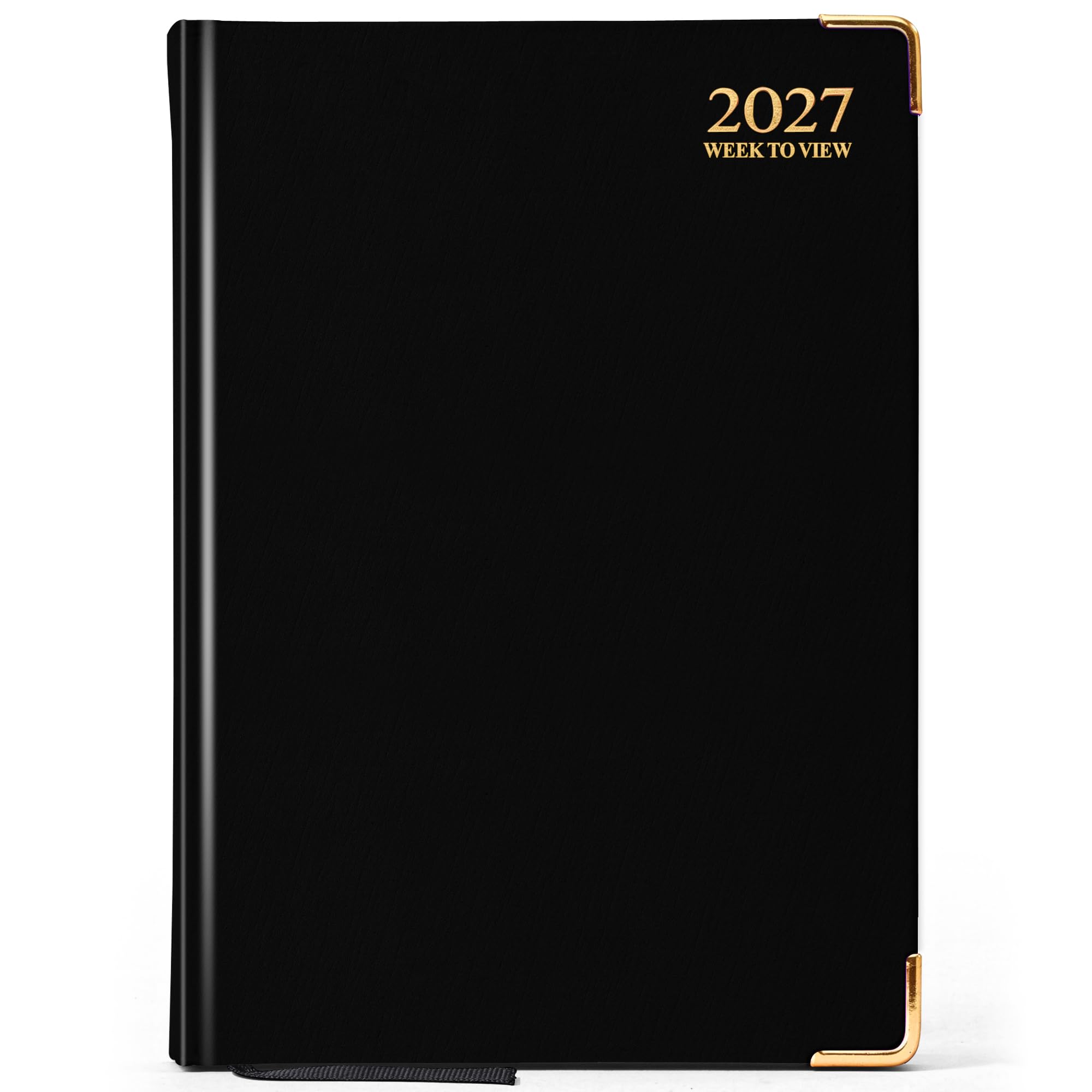 G4GADGET A4 2027 Week to View Black Diary Gilt Edges Hardback