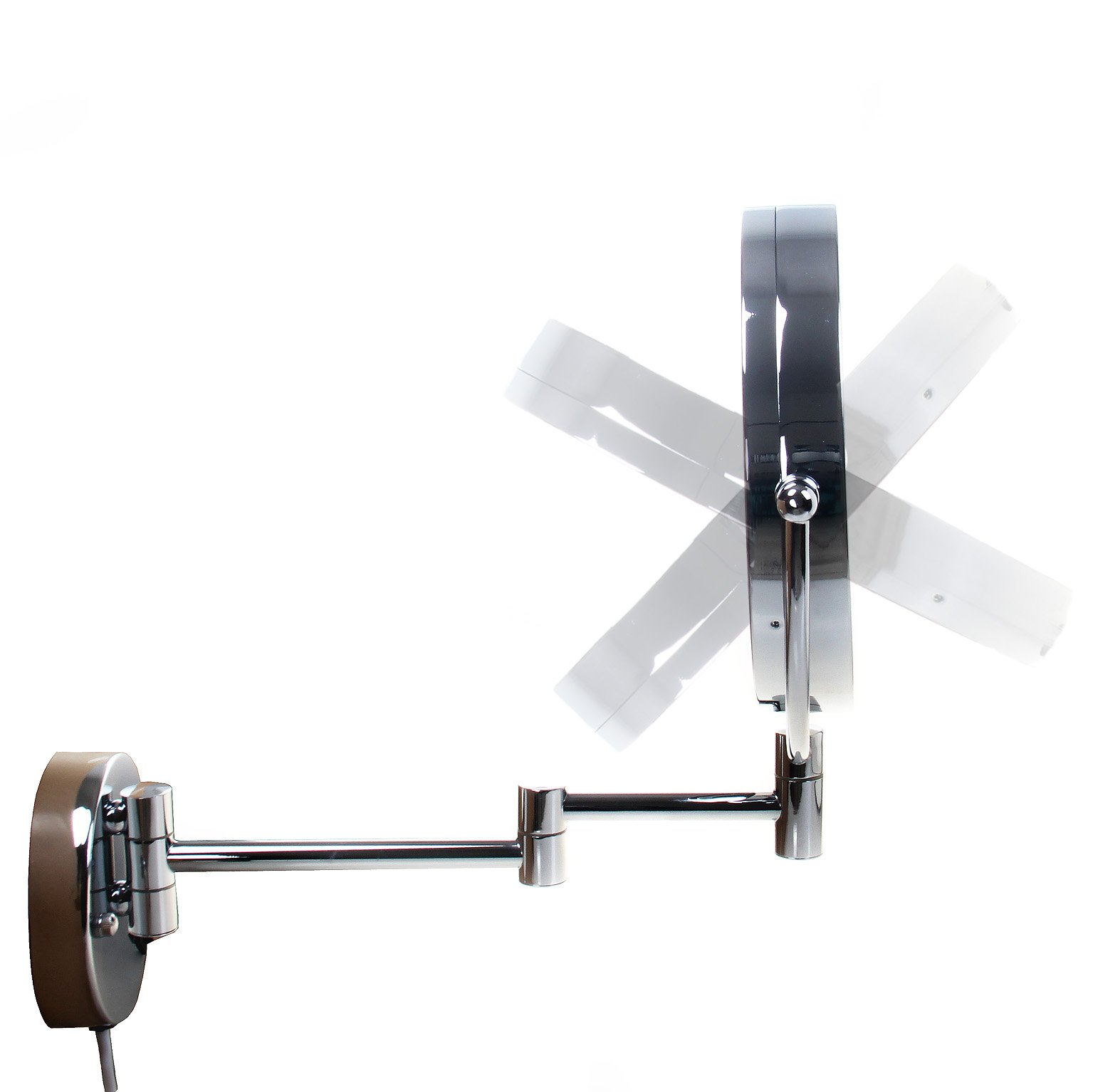 TUKA 8,5 Pouces LED Maquillage Miroir Mural 10X grossissant, Réel Métal Chromé, Double Visage Cosmétique Rasage Tournant Miroir Lumineux Extension Pliant, chromage, TKD3129-10x
