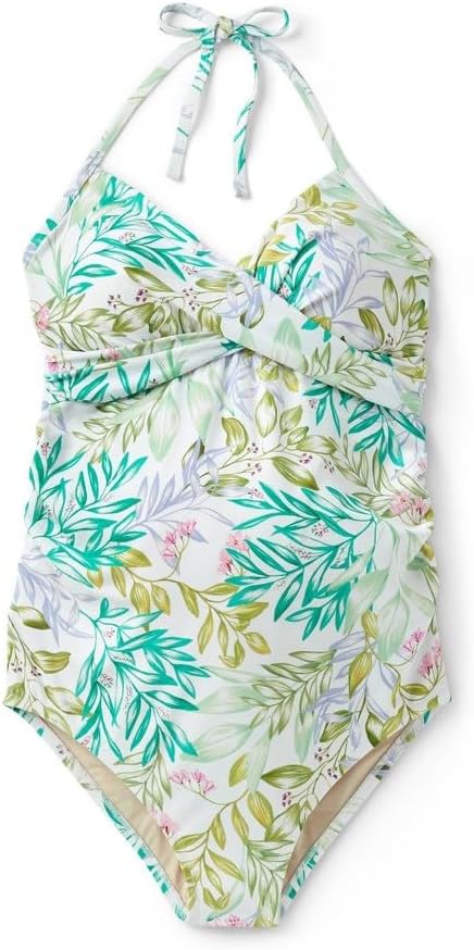 Ingrid & Isabel Isabel Maternity Wrap Front Halter One Piece Maternity Swimsuit -