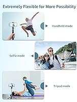 Vista 6 de Trípode para teléfono de 39.7 pulgadas con luz, trípode para selfie stick con control remoto inalámbrico desmontable, 4 en 1 extensible portátil