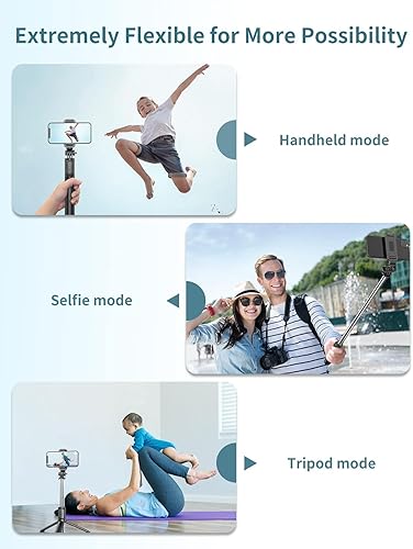 Miniatura 6 de Trípode para teléfono de 39.7 pulgadas con luz, trípode para selfie stick con control remoto inalámbrico desmontable, 4 en 1 extensible portátil