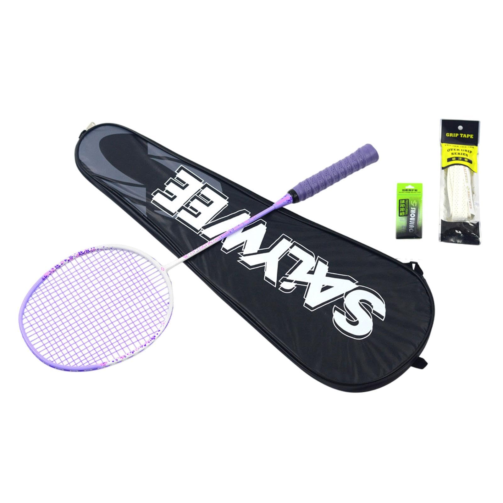 rockible Badminton Racket Set Badminton Racquet Super Light Adults Kids Shuttlecocks Racquet Replacement Racket for Games Gym Indoor, Purple Grip
