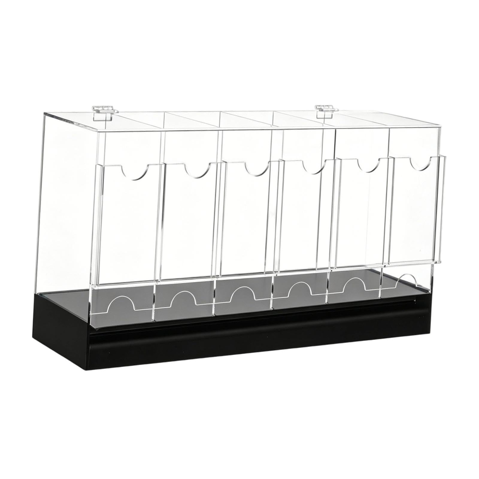 MagiDeal 6 Slot Dispenser, Booster Box Easy Access, Storage, Practical Sturdy, Acrylic Display Case, with Black Base