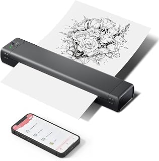 Itari Portable Printer Wireless for Travel - M08F-Letter Bluetooth Tattoo Stencil-Printer Support 8.5" X 11" US Letter, No-Ink Thermal Compact Printer, Compatible with Android and iOS Phone & Laptop