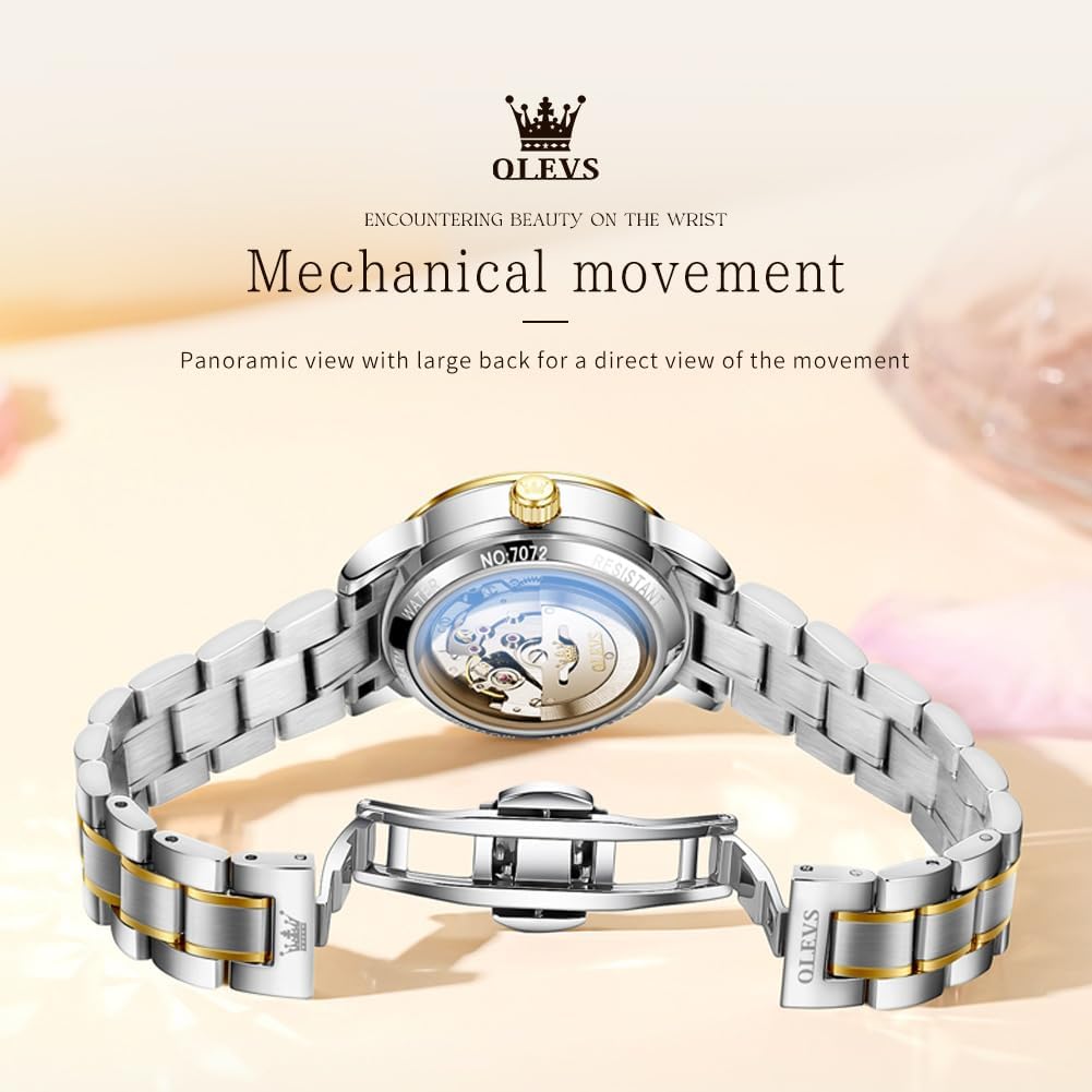 OLEVS Watch Women Luxury Dainty Diamond Watches for Women Fashion Simple Easy Read Ladies Watch with Day Date Silver/Rose Gold Metal Stainless Steel Waterproof Analog Quartz Women's Wrist Watches