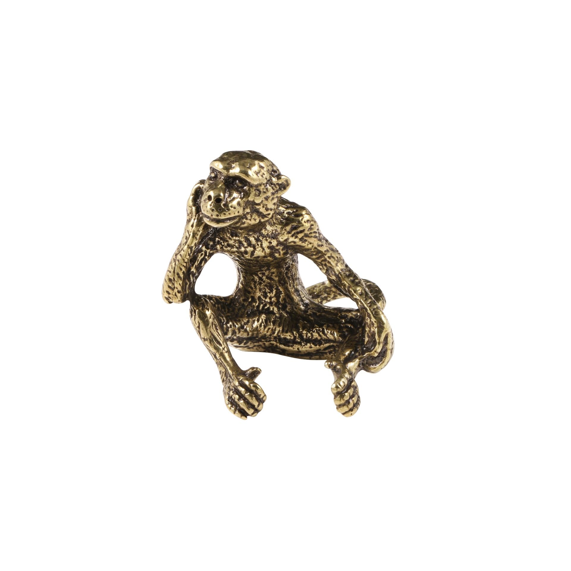 NGDFGR Brass Thinker Ape Miniature Figurines,Bronze Animal Zodiac Monkey Statue Sculpture Crafts Collection Desktop Ornament Home Sand Table Decor Accessories Study Paperweight
