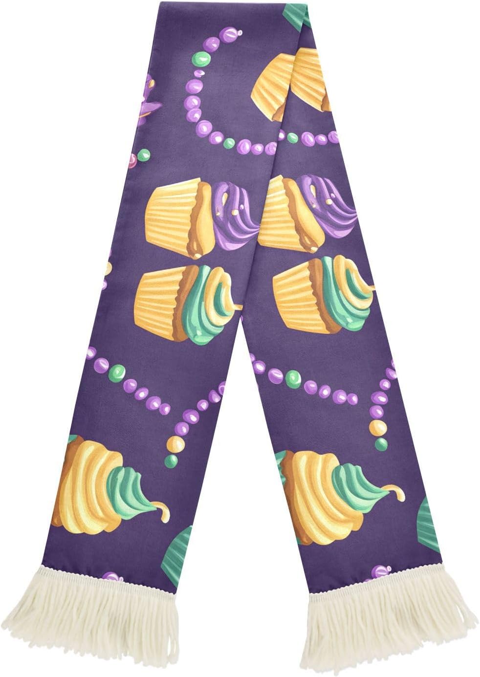 CHIFIGNO Carnival Cupcakes Purple Sports Fan Scarf, Soft Polyester Soccer Scarf, Quick Dry Cheer Wrap for Stadium Events