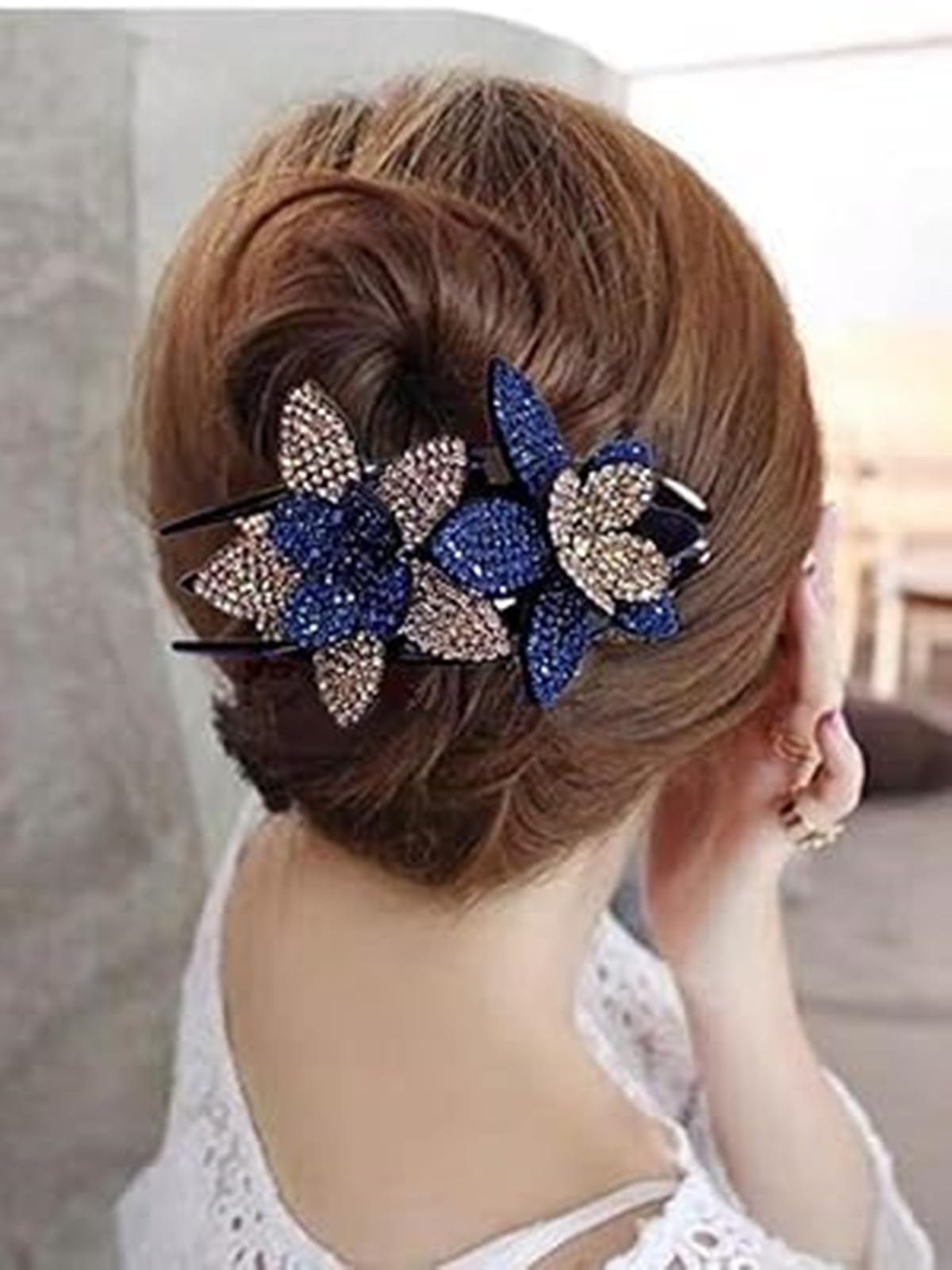 Elegant Floral Hair Clip with Crystals Amazon.com: 20Pcs Crystal Flower Hair Clips Mini Spring Claw  main image 2