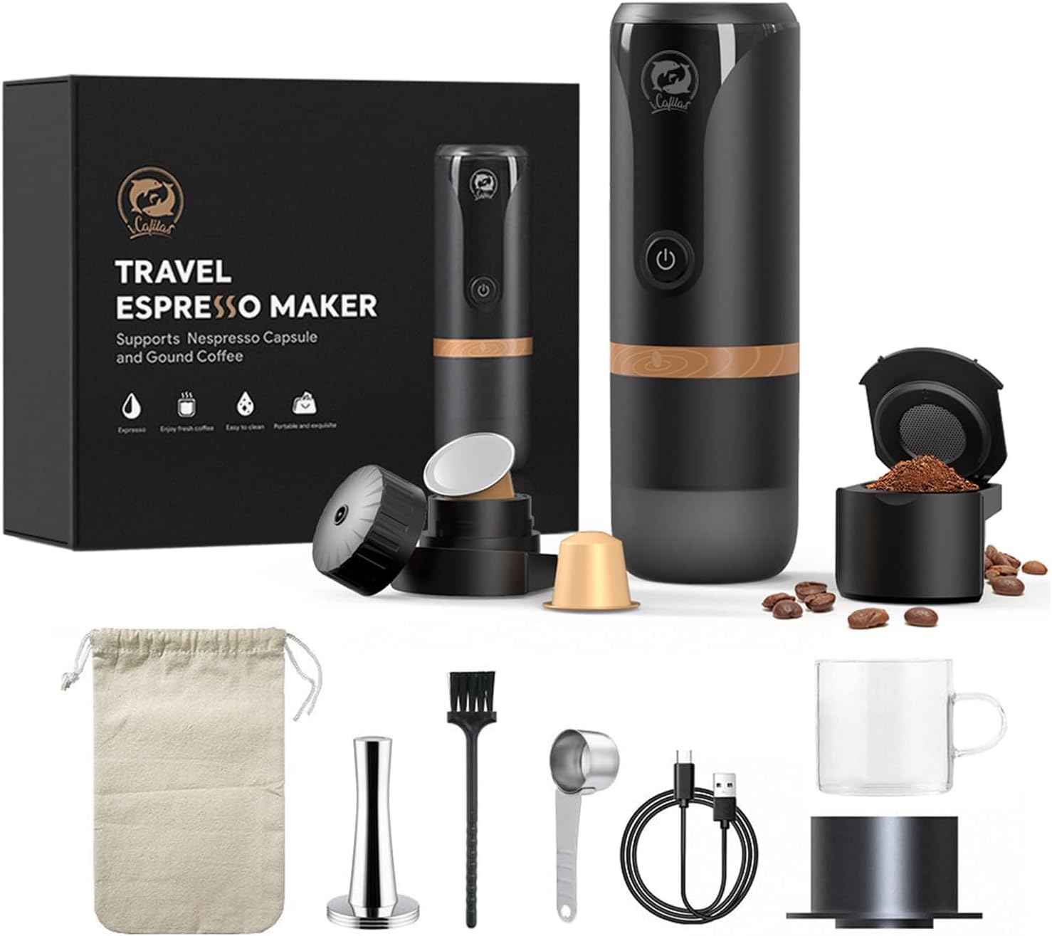 TASKITERY Portable Espresso Maker,12V Travel Coffee Machine