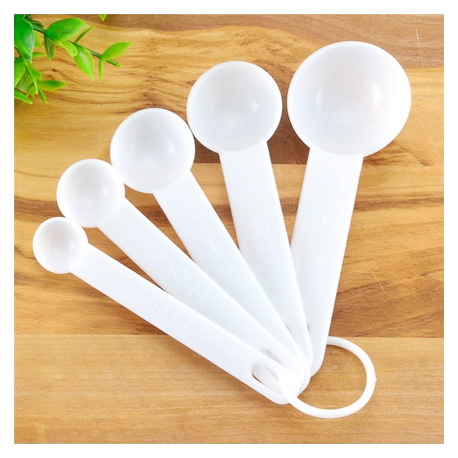4 szt./5 szt./10 szt. Uniwersalne łyżki/kubki miarki PP akcesoria do pieczenia stal nierdzewna/plastikowy uchwyt gadżety kuchenne (kolor: 10 szt. białego zestawu) (5 szt. białej łyżki)