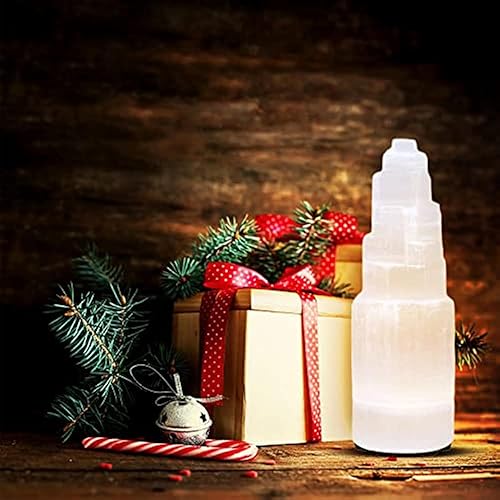 Miniatura 10 de Torre de rascacielos de selenita natural del Himalaya, cristal de selenio, decoración del hogar, piedra de meditación, torre de yeso para curación