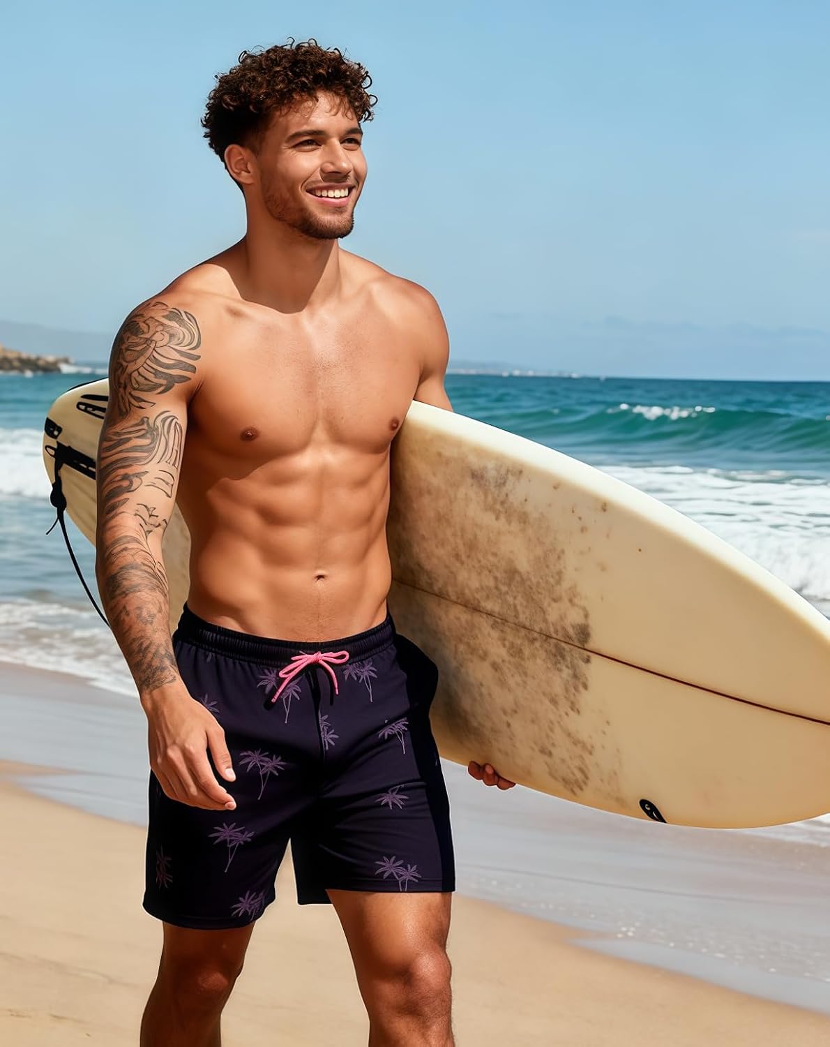 Men's Swim Trunks with Compression Liner - 5 Inch Quick Dry Board Shorts for Swimming Beach with Secure Zipper Pockets