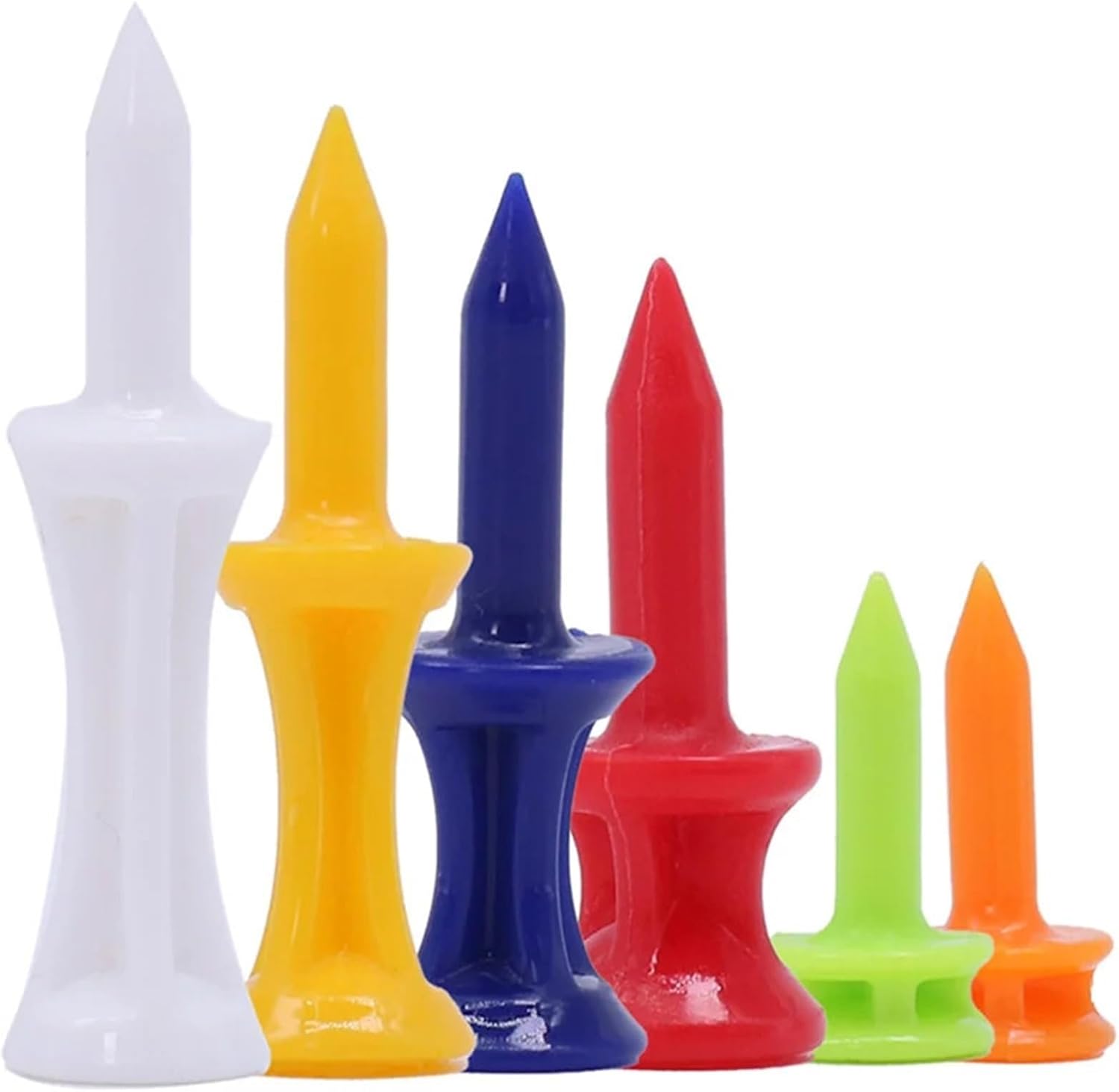 Golf Tees 100pcs Plastic Golf Tee Pack Step Down Tees Colorful for All Sized(25MM Orange)