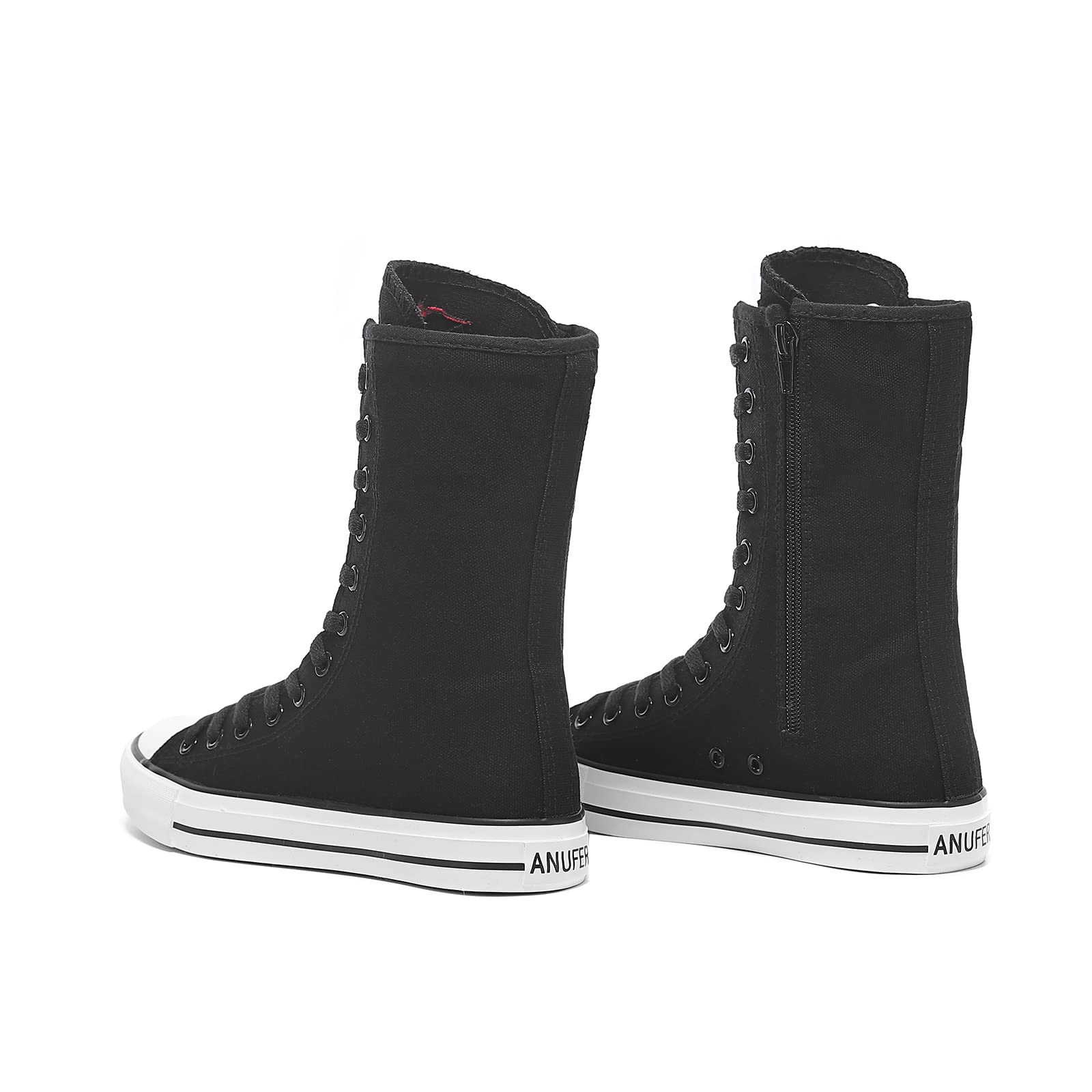Momuk Zapatillas altas de lona para mujer con cordones de moda para mujer