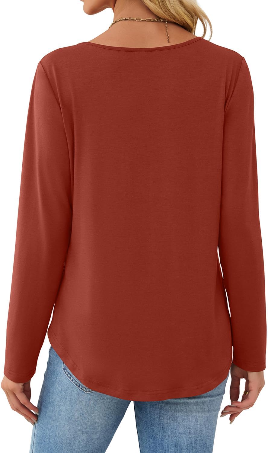 JUSTFASHIONNOW Long Sleeve Shirts for Women Dressy Casual Blouses Fall Tops Pleated V Neck Tunic Tops to Wear with Leggings - Image 6