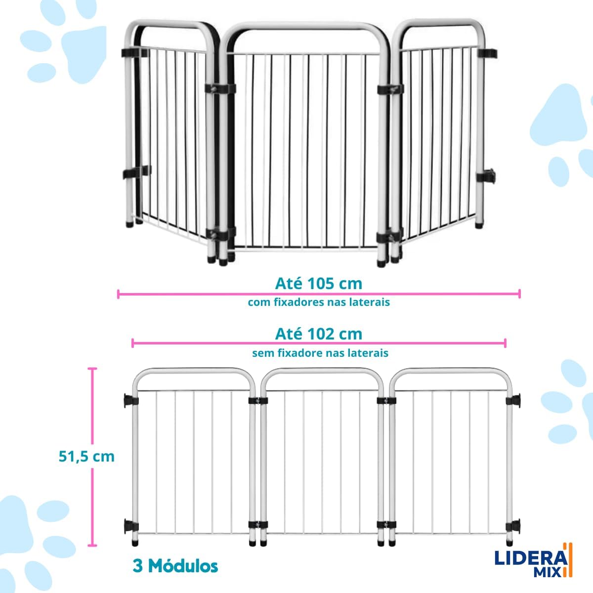 Cercado Grade Cercadinho Portátil Dobrável 3 5 7 Módulos Modular Proteção Pets Filhotes Cachorro Gato Coelho Animais 50 cm Altura (Branco, 3 Módulos) Cercado Grade Cercadinho Portátil Dobrável 3 5 7 Módulos Modular Proteção Pets Filhotes Cachorro Gato Coelho Animais 50 cm Altura (Branco, 3 Módulos)