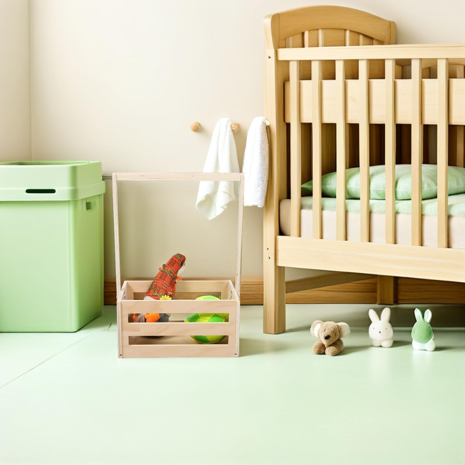 Caja de Almacenamiento Infantil de Madera, Organizador de Ropa y Juguetes para Recién Nacido y Ñiño, Vintage, Beige, Montaje Fácil, para Baño y Shower