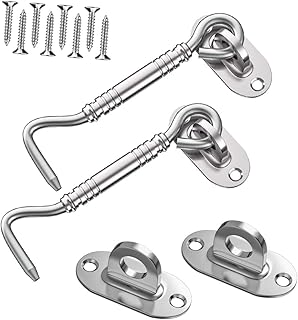 Cabilock 12 pcs 4 Window Hook Heavy Duty Hook Stainless Steel Hooks Swivel Hooks Heavy Duty Metal Eye Lock Privacy Hardware Hook Gate Hooks Gate Latch Cabin Hook Eye Latch to Rotate Door