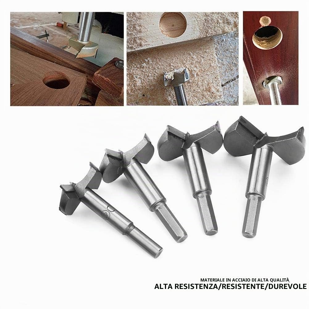 Forstner - (40/45/50/60/70 mm) Set di 5 punte per trapano e sega a tazza in acciaio al tungsteno, per legno, plastica e compensato