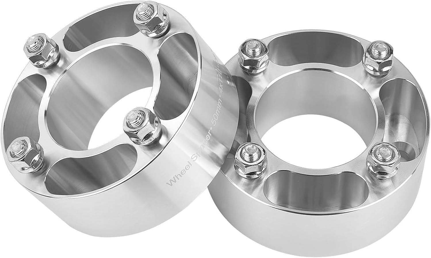 2 inch ATV Wheel Spacers (4x110, 74mm Bore, 10x1.25 Studs Nuts) Compatible with Honda Yamaha Suzuki (Read Listing for Year Model Info) UTV V4 50mm Silver 2pcs