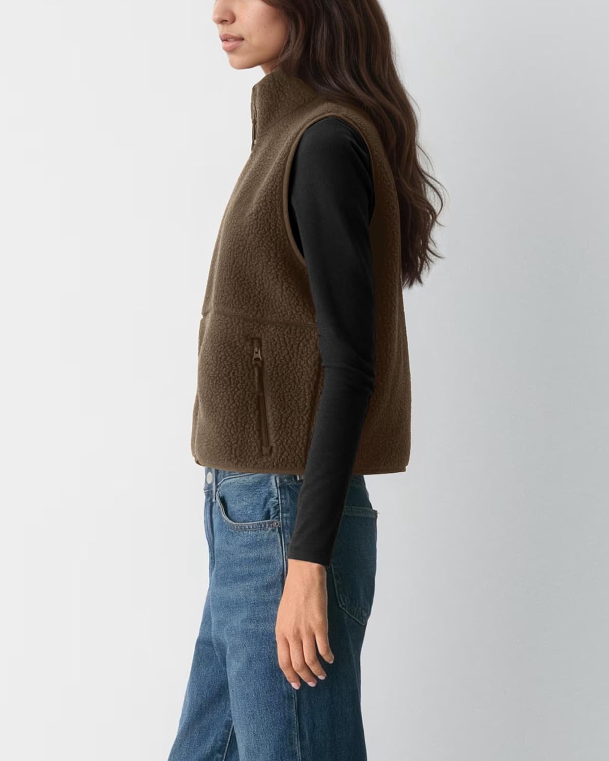 Locachy Women's Lighweight Fuzzy Fleece Vest Cozy Sleeveless Warm Outerwear Jacket Casual Zip Up Sherpa Gilet with Pockets - Image 2