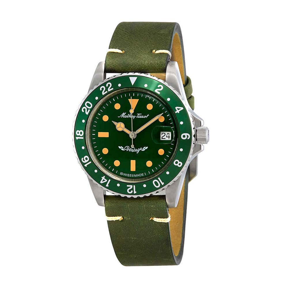 Mathey-TissotRolly Vintage Automatic Green Dial Men's Watch H900ATLV, Silver-tone, Retro