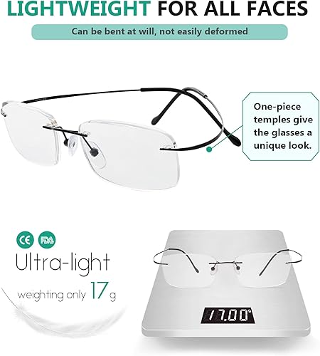 Miniatura 5 de Eyekepper Titanio sin montura gafas de lectura Lectores Hombres Negro +0.00