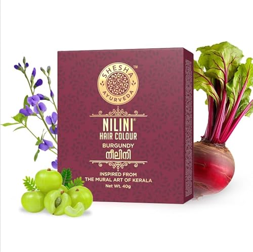 Shesha Ayurveda Nilini Hair Colour - Ayurvedic, No Ammonia, No Peroxide, No Perborates, No Bleach,Natural Burgundy Colour (40g)