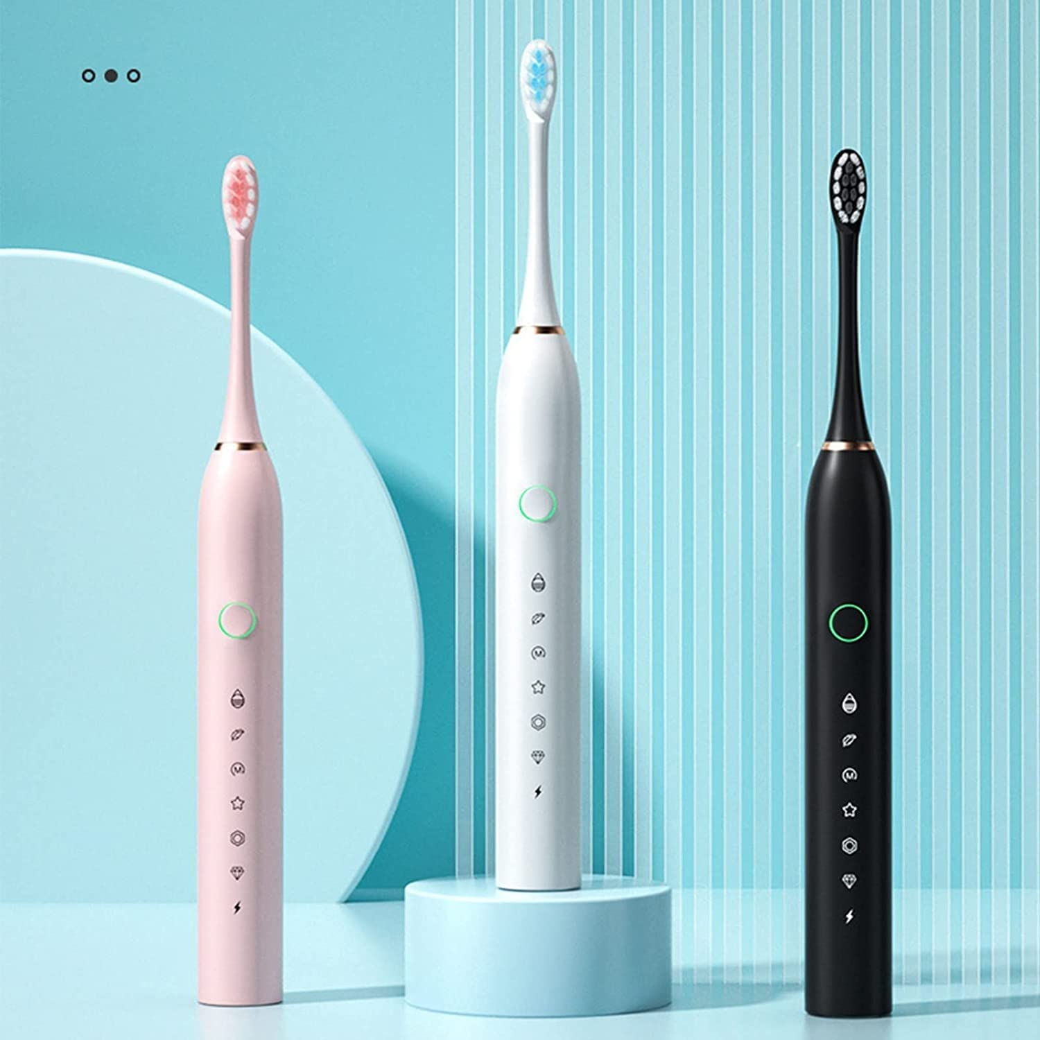 ARTSZY Spazzolino elettrico con 4 testine, 6 modalità di pulizia, timer intelligente, impermeabile IPX7, denti puliti delicati ed efficaci, spazzolino sonico ricaricabile for adulti (Color : White)
