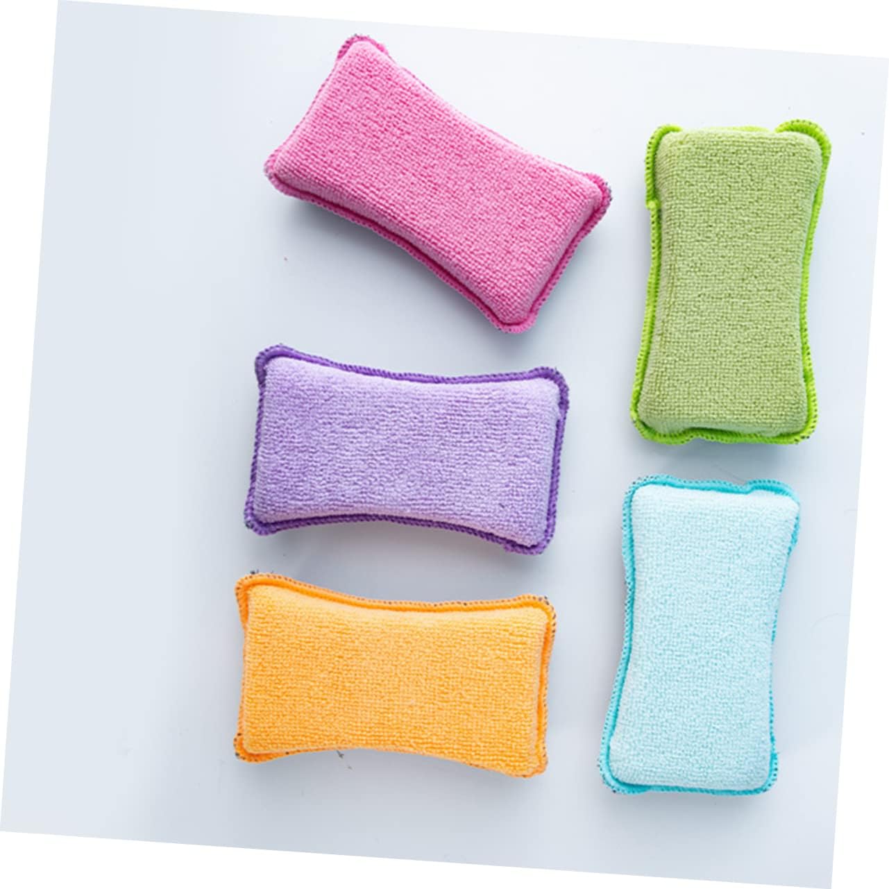 5pcs Double-Sided Kitchen Dishwashing Sponge Pads Non-Abrasive Cleaning Sponges for Pots and Dishes Sturdy Scrubbing Pads for Household Use Random Color