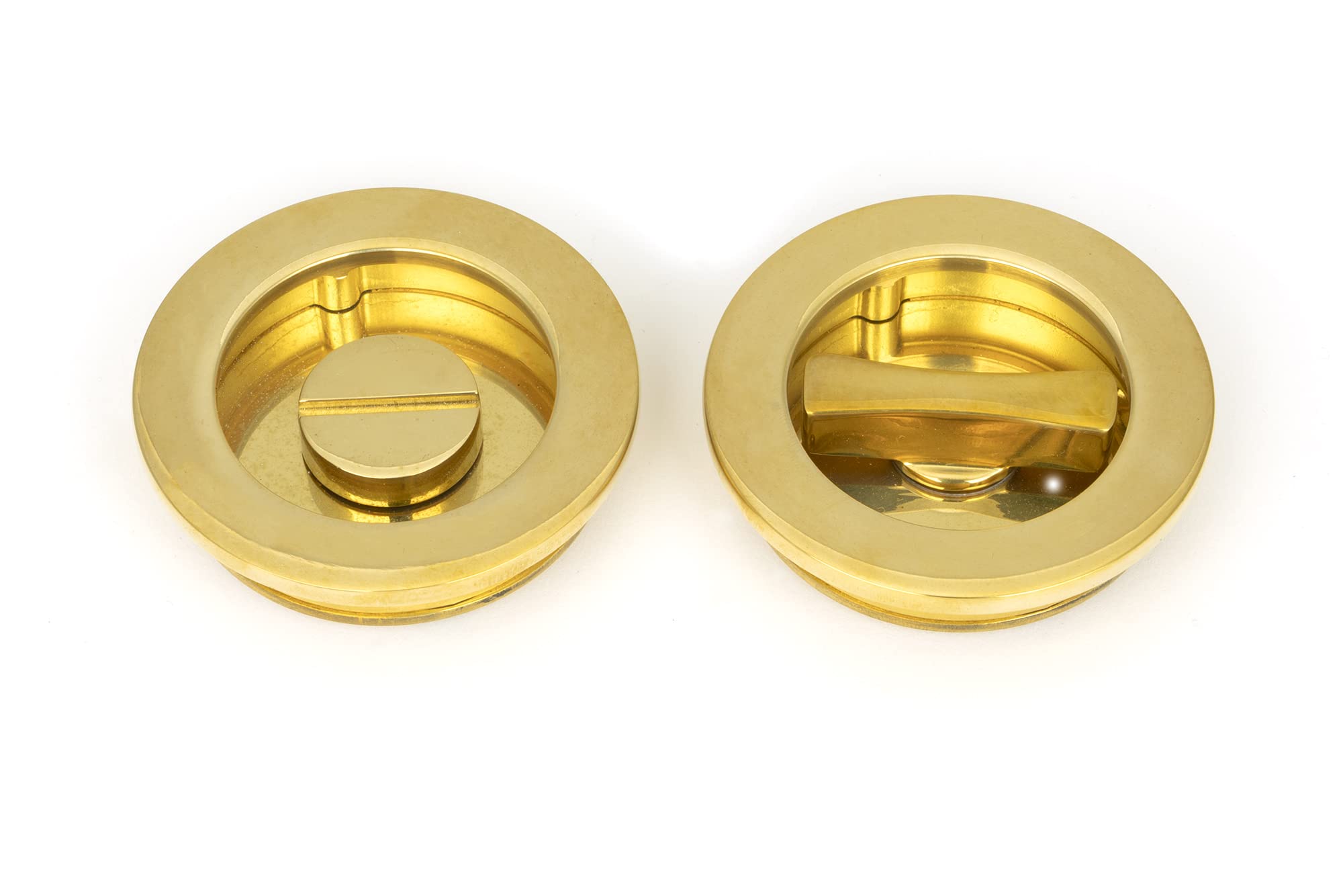 From The Anvil Polished Brass 60Mm Plain Round Pull - Privacy Set
